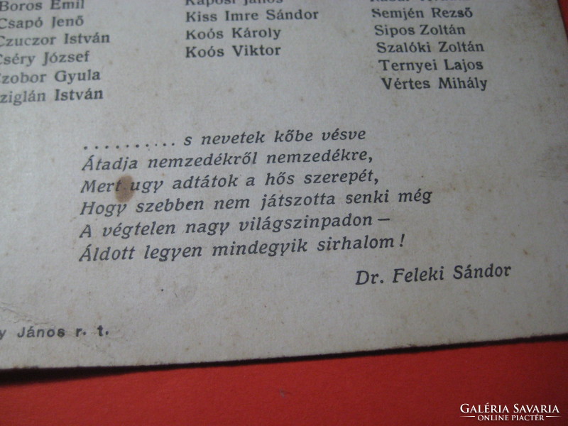 Letter for the benefit of the heroic dead of Hungarian acting ...
