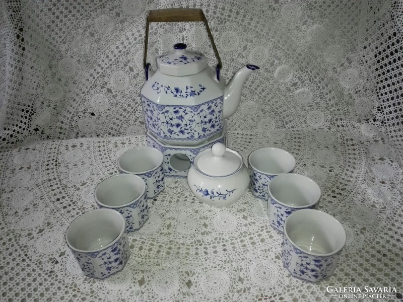 Tea and coffee set, with spout, warmer...Faience.