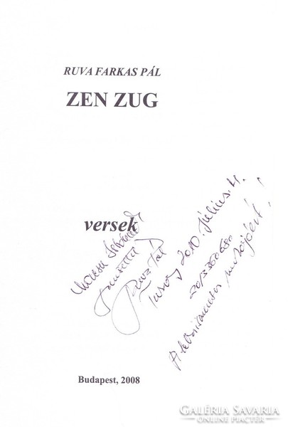 Ruva Farkas Pál: Zen Zug (DEDIKÁLT kötet) 3000 Ft