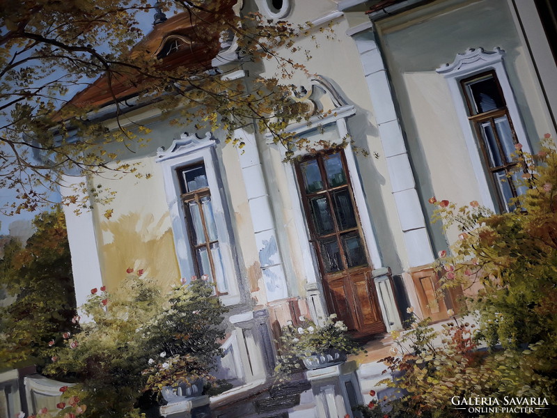Fekete Zsolt - Polgári ház bejárat - olaj / farost festmény 70 x 50