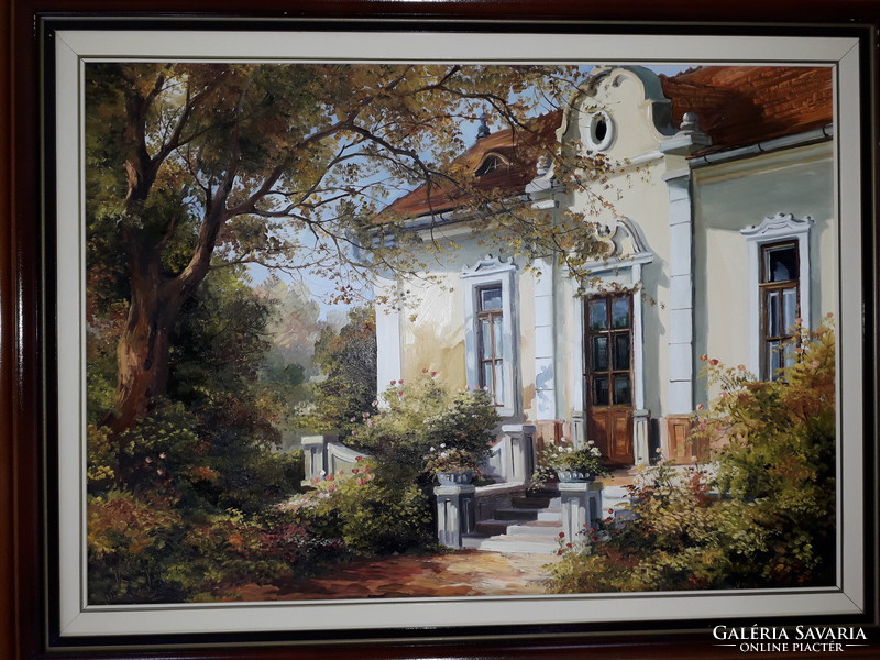 Fekete Zsolt - Polgári ház bejárat - olaj / farost festmény 70 x 50