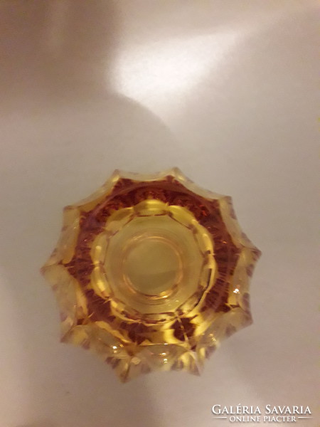 Vintage Moser borostyán színű üveg váza amber glass