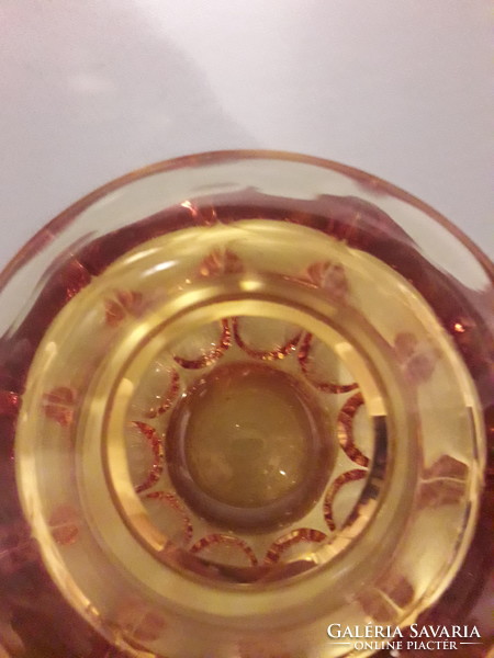 Vintage Moser borostyán színű üveg váza amber glass