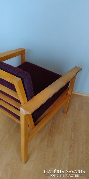 Scandinavian design, retro, mid-century eggplant purple armchair, chair