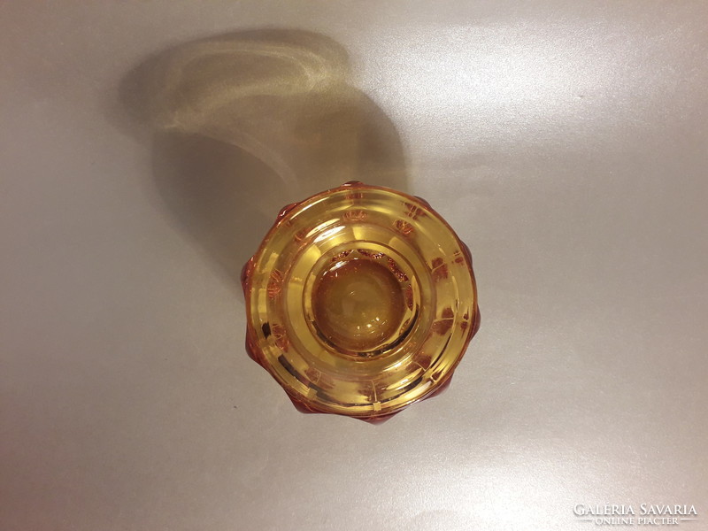 Vintage Moser borostyán színű üveg váza amber glass