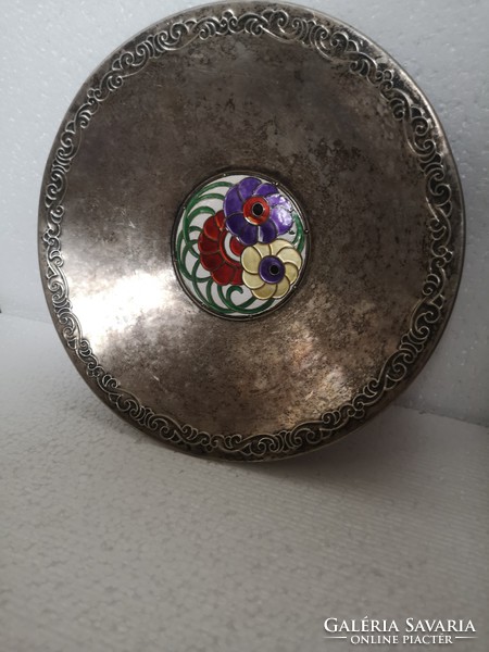 Antik szecesszió ezüst zománc skandináv ezüst tál