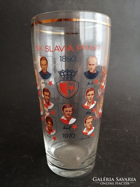 Sk slavia praha 1893-1970 glass cup football soccer relic beer mug - ep