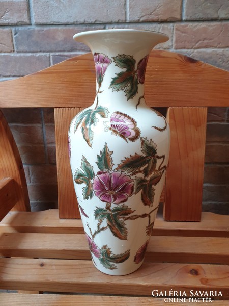 Zsolnay vase with butterfly (richly painted)