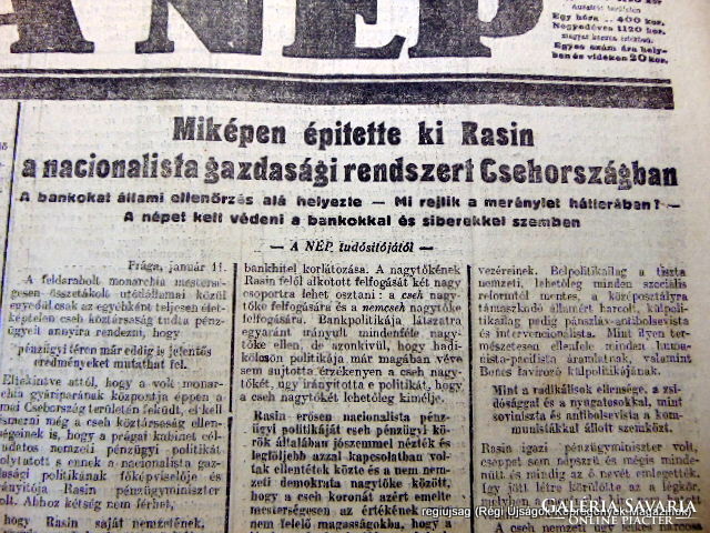 1923 január 14  /  A NÉP  /  Régi ÚJSÁGOK KÉPREGÉNYEK MAGAZINOK Ssz.:  15897