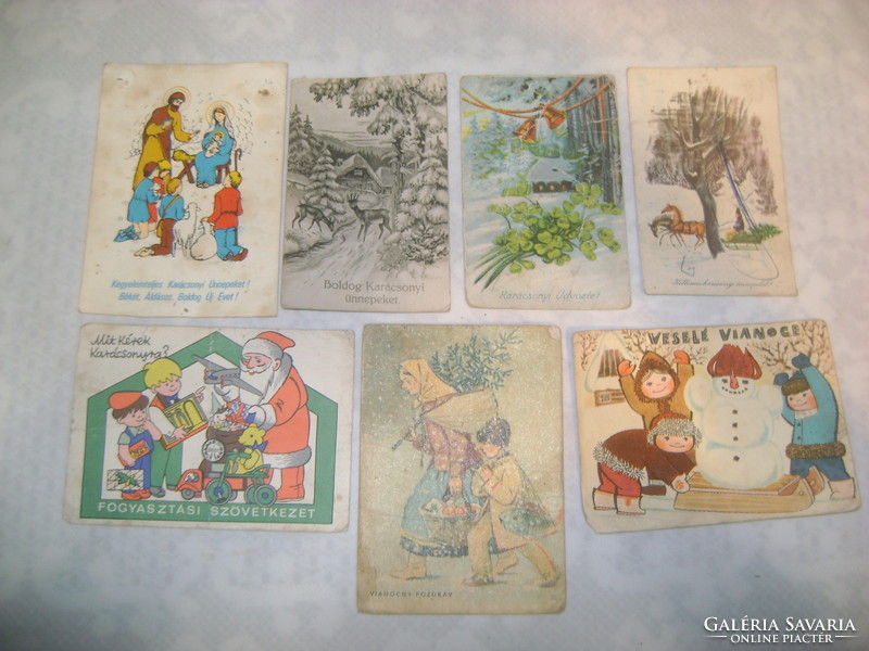 Régi karácsonyi képeslap - hét darab