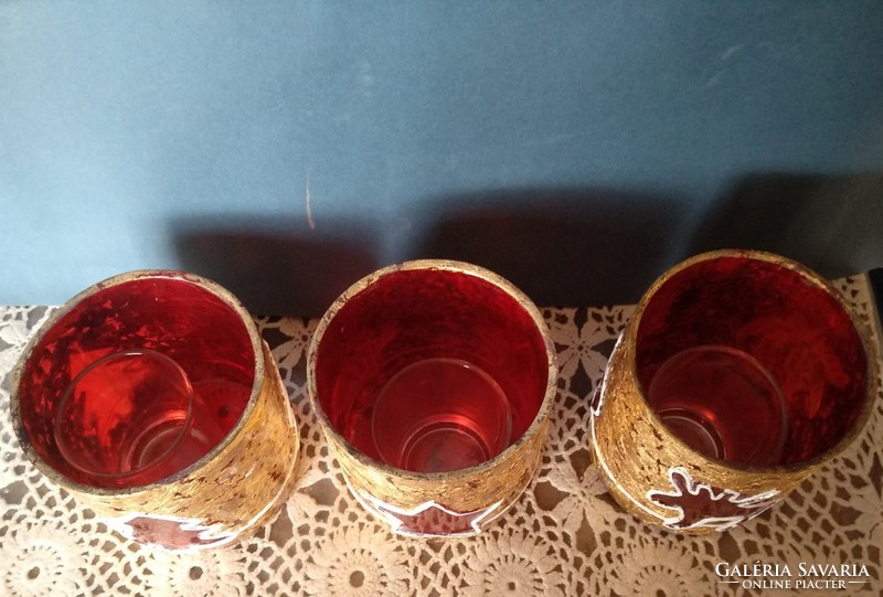 Red candle holder with golden smoke, Christmas decoration with deer, pine, star pattern, recommend!
