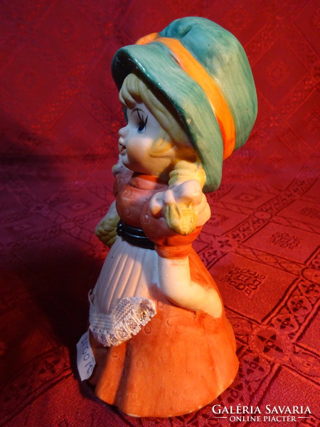 Porcelain figurine, braided little girl with basket, height 15.5 cm. He has!