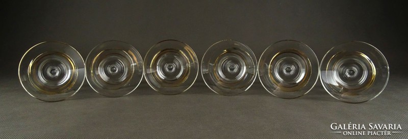 1C801 Régi aranyozott likőrös talpas üveg pohár készlet 6 darab