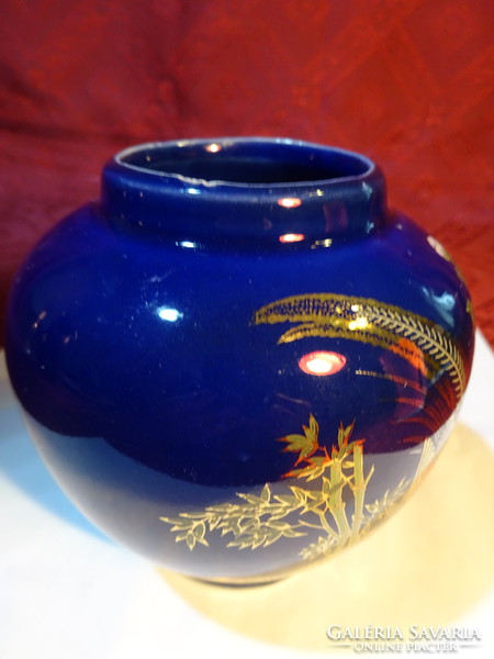 Japán porcelán, kobalt kék alapon mintás tea tartó, magassága 9,5 cm. Vanneki!