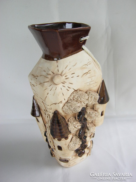 Interesting large-sized ceramic tower vase wall decoration Korondi?