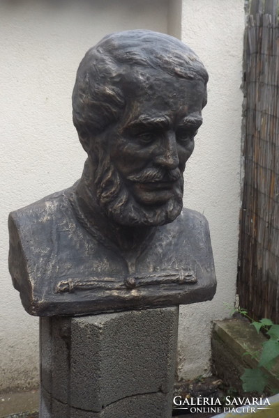 Rare stone commemorative statue of Louis Kossuth approx. 65cm 80kg bust bronze gilded park ba