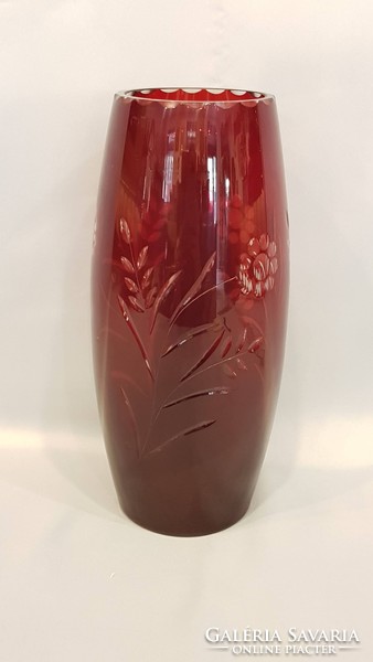 Old crimson crystal vase