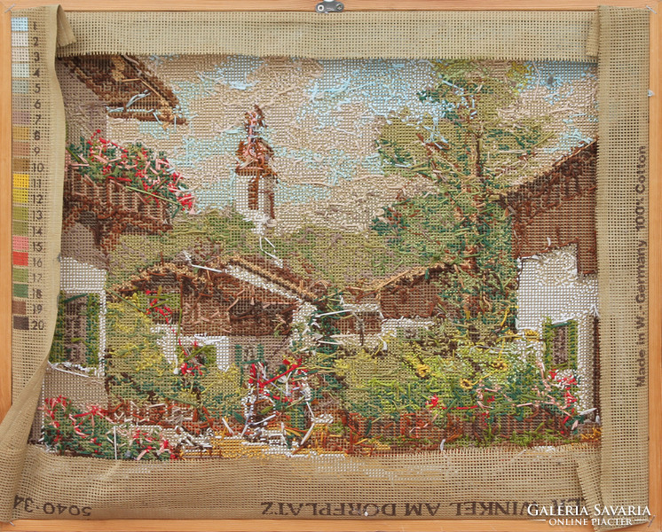 Dear tapestry: flowery houses with a church by velvet imréne