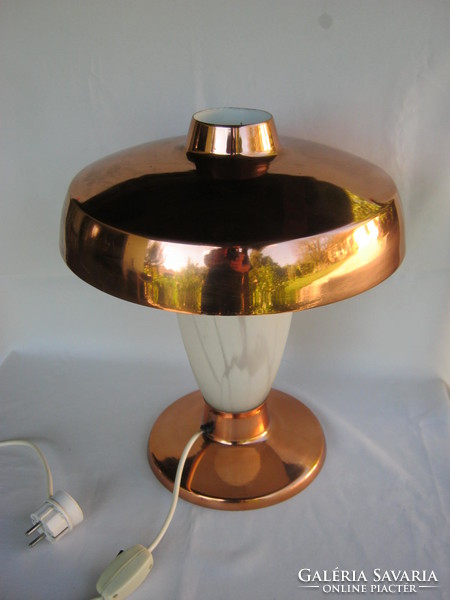 Copper lamp with glass shade
