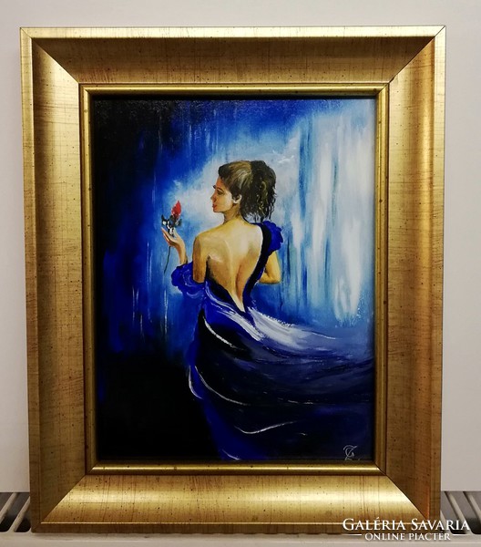 Cinnabar - the smell of the rose (18 x 23.5, Oil, beautiful, in a new frame)