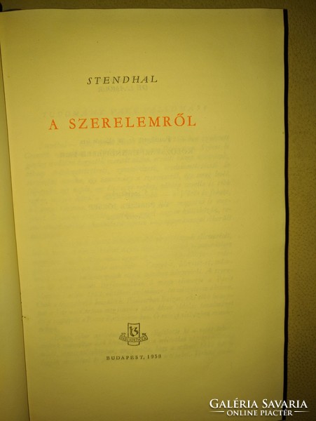 Stendhal: A szerelemről  1958