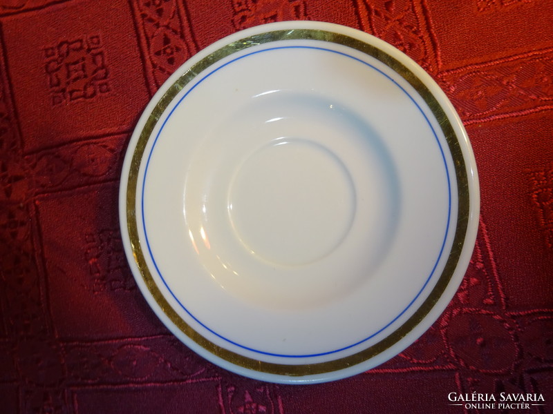 Alföldi porcelán kávéscsésze alátét, kék/arany csíkkal, átmérője 11 cm. Vanneki!