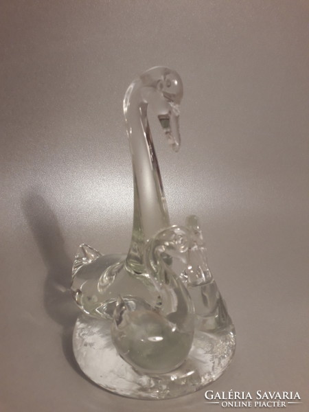 It's worth it now!!! Glass mummy swan with little swans 15 cm sculpture paperweight