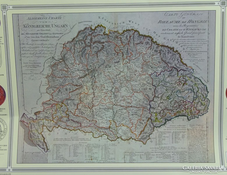 1C862 Erdélyi címerek és pecsétek nagy magyarország térképpel CSÁKY Imre 115 cm x 86 cm