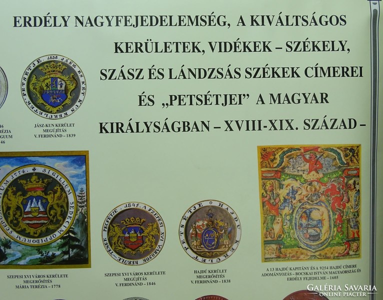 1C864 Erdélyi címerek és pecsétek nagy magyarország térképpel CSÁKY Imre 115 cm x 86 cm