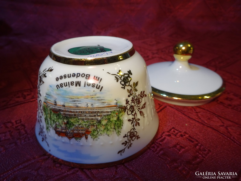 K + t bavaria German porcelain sugar bowl with a view of insel mainau, height 8 cm. He has!