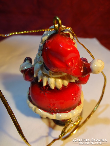 Porcelán figura, pocakos mikulás, karácsonyfa dísz, magassága 6 cm. Vanneki!