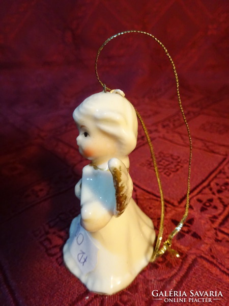 Porcelán angyalka, karácsonyfa dísz, egyben csengő, magassága 6 cm. Vanneki!