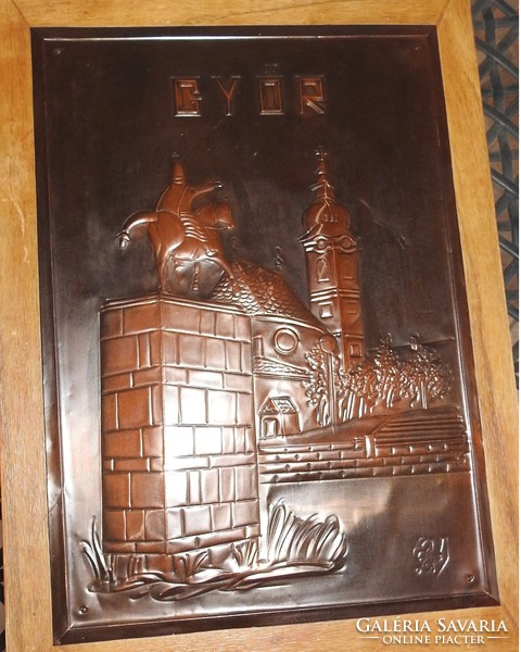 Győr - kézzel kalapált  bronz galvanoplasztika falikép