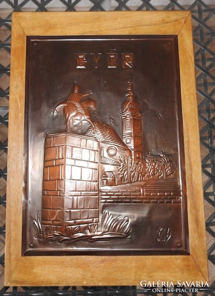 Győr - hand-hammered bronze electroplating mural
