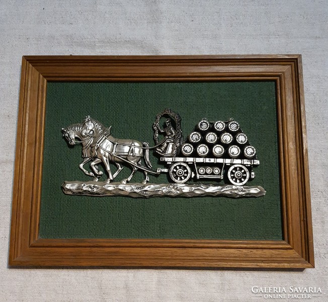 Wine cart with horses. Wall decoration