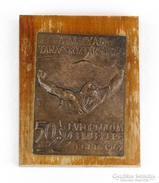 1C898 A Magyar Tanácsköztársaság 50 ÉVFORDULÓJA EMLÉKÉRE EGER 1969 jelzett emlékplakett 1969