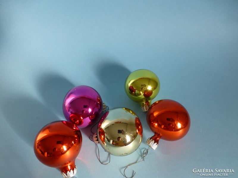 6 retro, vintage, glass spherical Christmas tree decorations in one