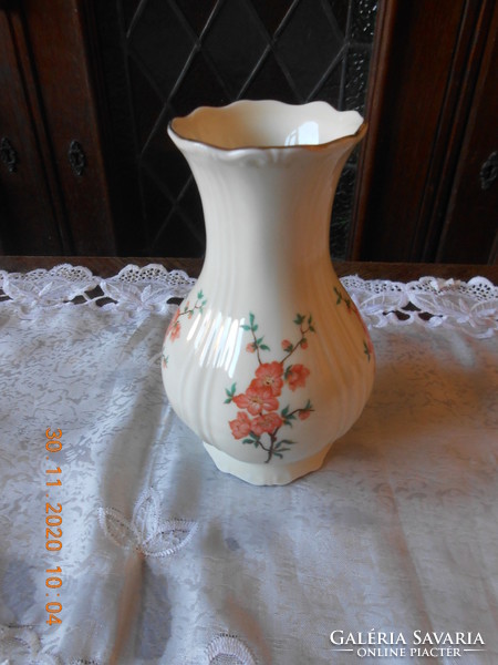 Zsolnay peach flower pattern vase