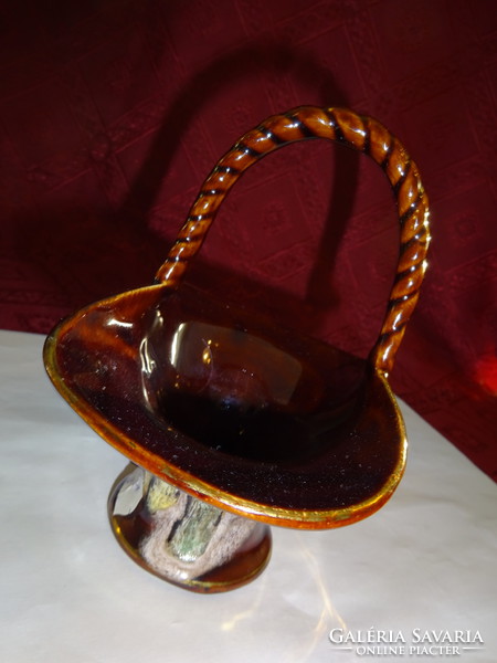 Glazed ceramic basket, centerpiece, height 13 cm. He has!