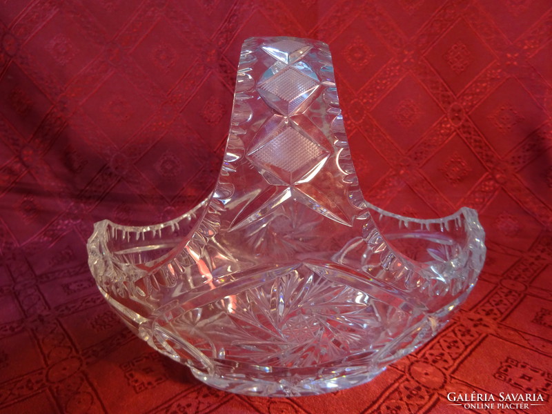 Kristályüveg kosár, asztalközép, hossza 21 cm. Vanneki!