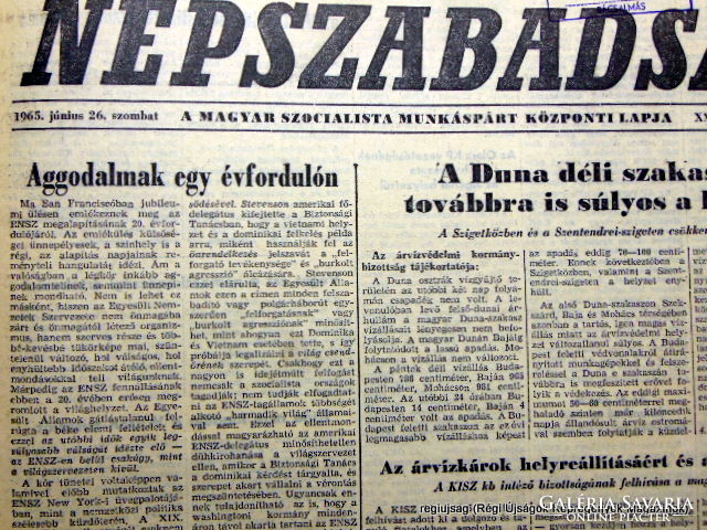 1965 június 26  /  NÉPSZABADSÁG  /  Régi ÚJSÁGOK KÉPREGÉNYEK MAGAZINOK Ssz.:  14877