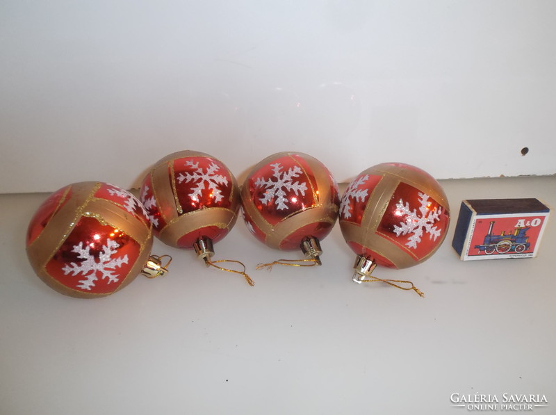 Christmas tree decoration - 4 pcs - large - 6.5 cm - painted - glitter - plastic - flawless