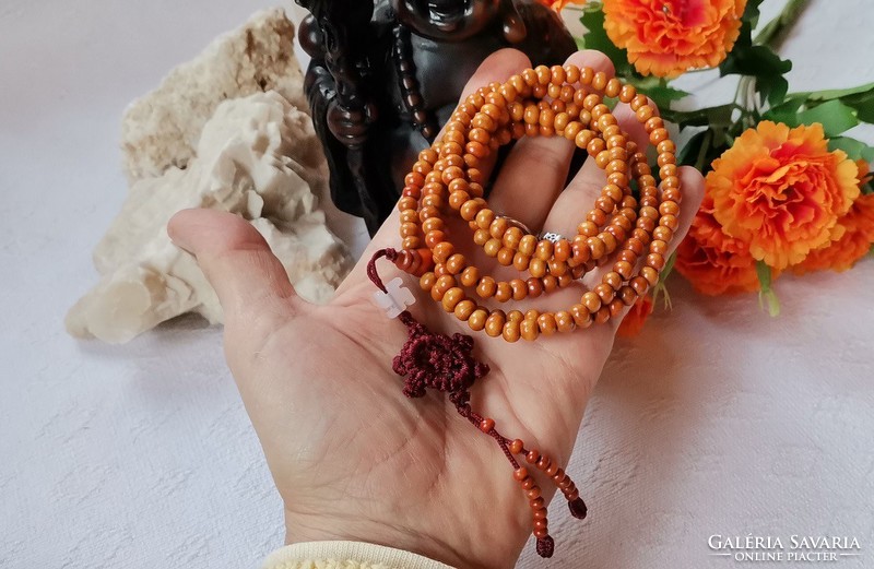 Sandalwood prayer beads, mala, French alder color, 216 stitches, 6mm
