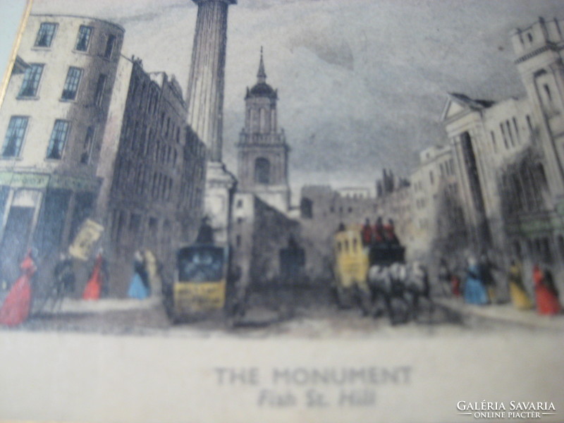 The Monument   London  , / a nagy londoni tűzvész emlékére épült , dór oszlop , mini kép 110 x 90 mm