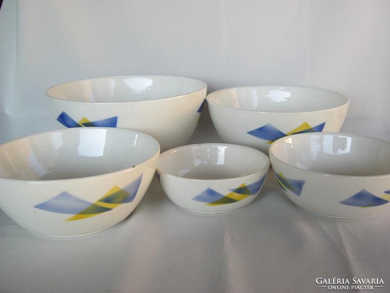 Set of 5 granite retro ceramic bowls