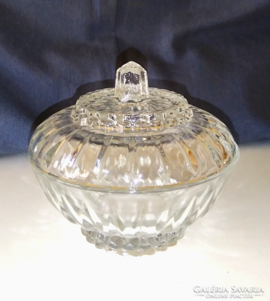 Antique glass bonbonier with sugar lid