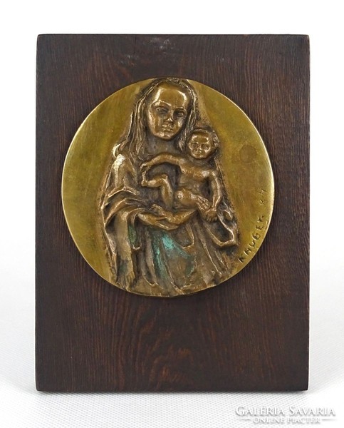 1C897 Kaubek Péter : Mária a kis Jézussal 1984 Képcsarnokos plakett