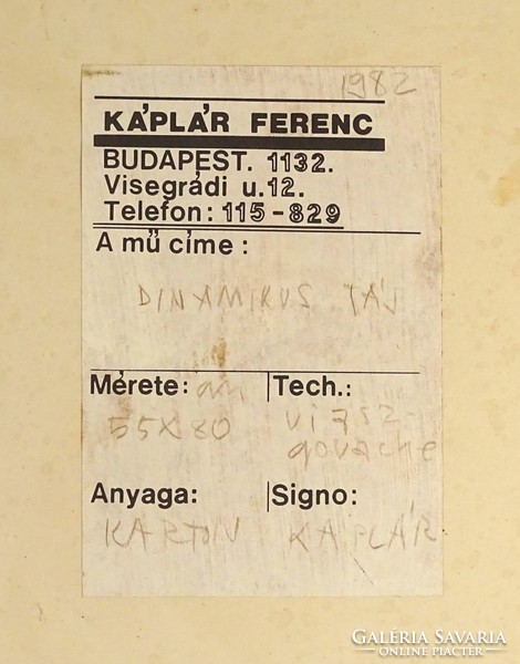 1C934 Káplár Ferenc : "Dinamikus táj" 1982