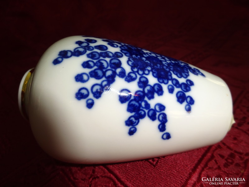 Hollóházi porcelán váza, kobalt kék mintával, magassága 9,5 cm. Vanneki!