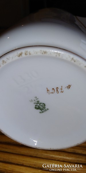 Antique elegant, delicately decorated mz austria marked porcelain tea-coffee pot, spout, pitcher